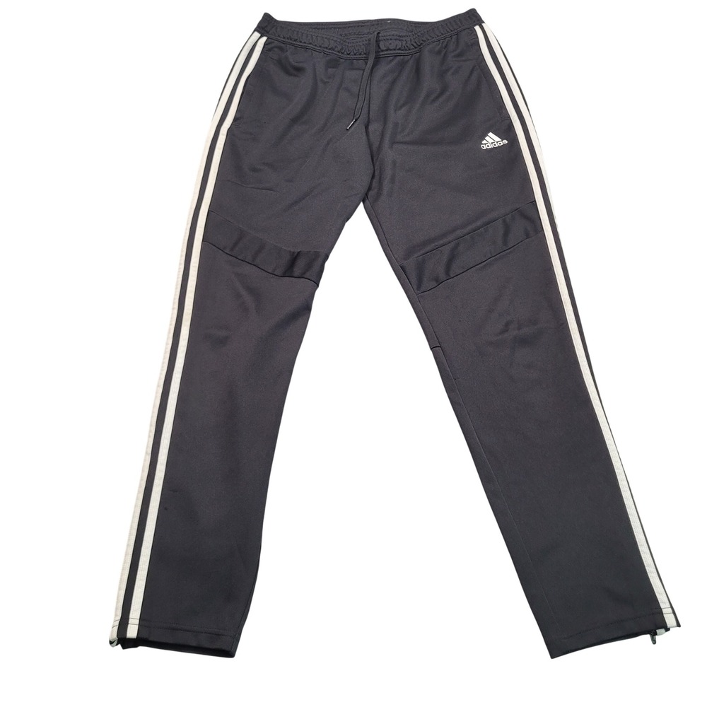 Adidas Womens Tiro Track Pants Black White Striped Ankle Zip Athletic Size Large